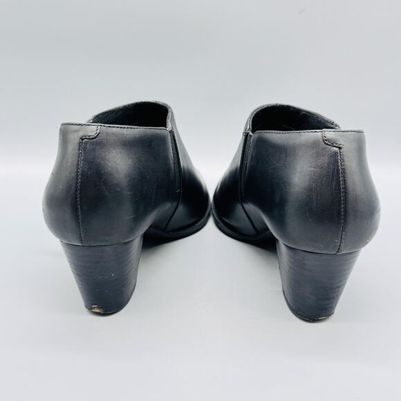 Vionic Boots Womens 8.5 Black Leather Taber Ankle Booties Side Zip Heel Comfort - Picture 6 of 10